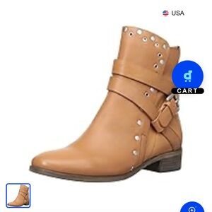 See By Chloe Tan Leather Janis Motorcycle Moto Studded Ankle Wrap Boots size 40